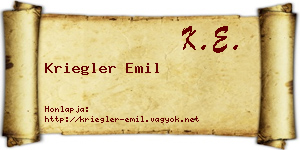Kriegler Emil névjegykártya