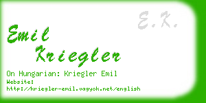 emil kriegler business card